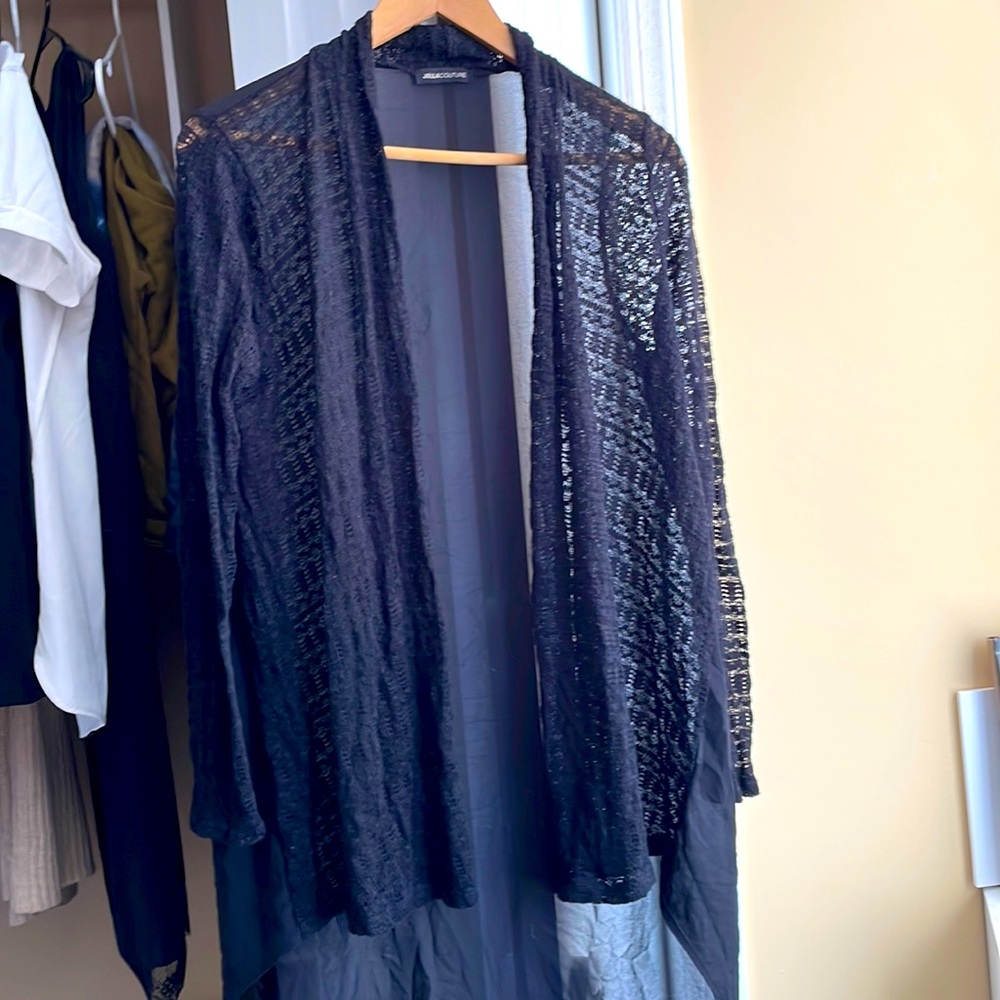 Women sheer lace cardigan size m